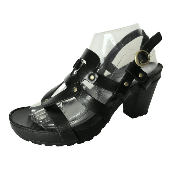 Timberland Studded Leather Sandals 8M Black Women's Slingback Block Heel - Picture 6 of 12